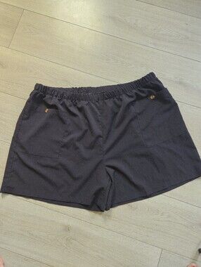 Shorts noirs en polyester avec poches et détails de boutons - 5XL🔥